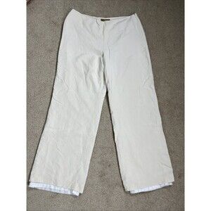 Peck & Peck Weekend Sz14 Pants Womens Wide Leg Ivory Silk Linen Blend Lined READ